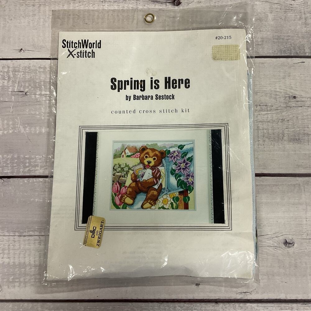 Stitch World X-Stitch Spring Is Here Counted Cross Stitch Kit Teddy Bear 20-215